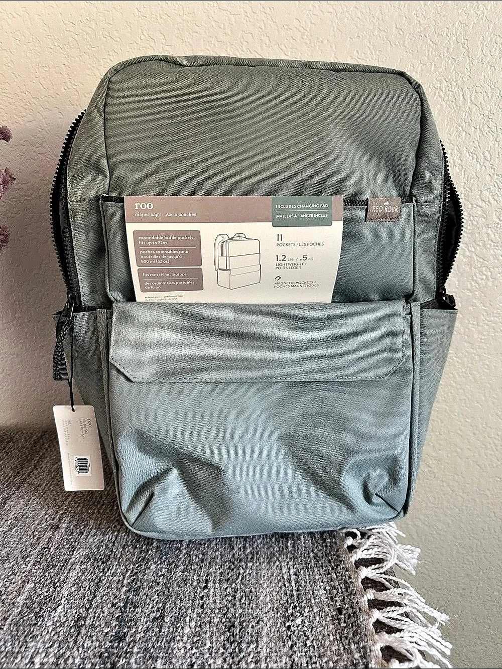 roo Diaper Bag Backpack in Green NWT